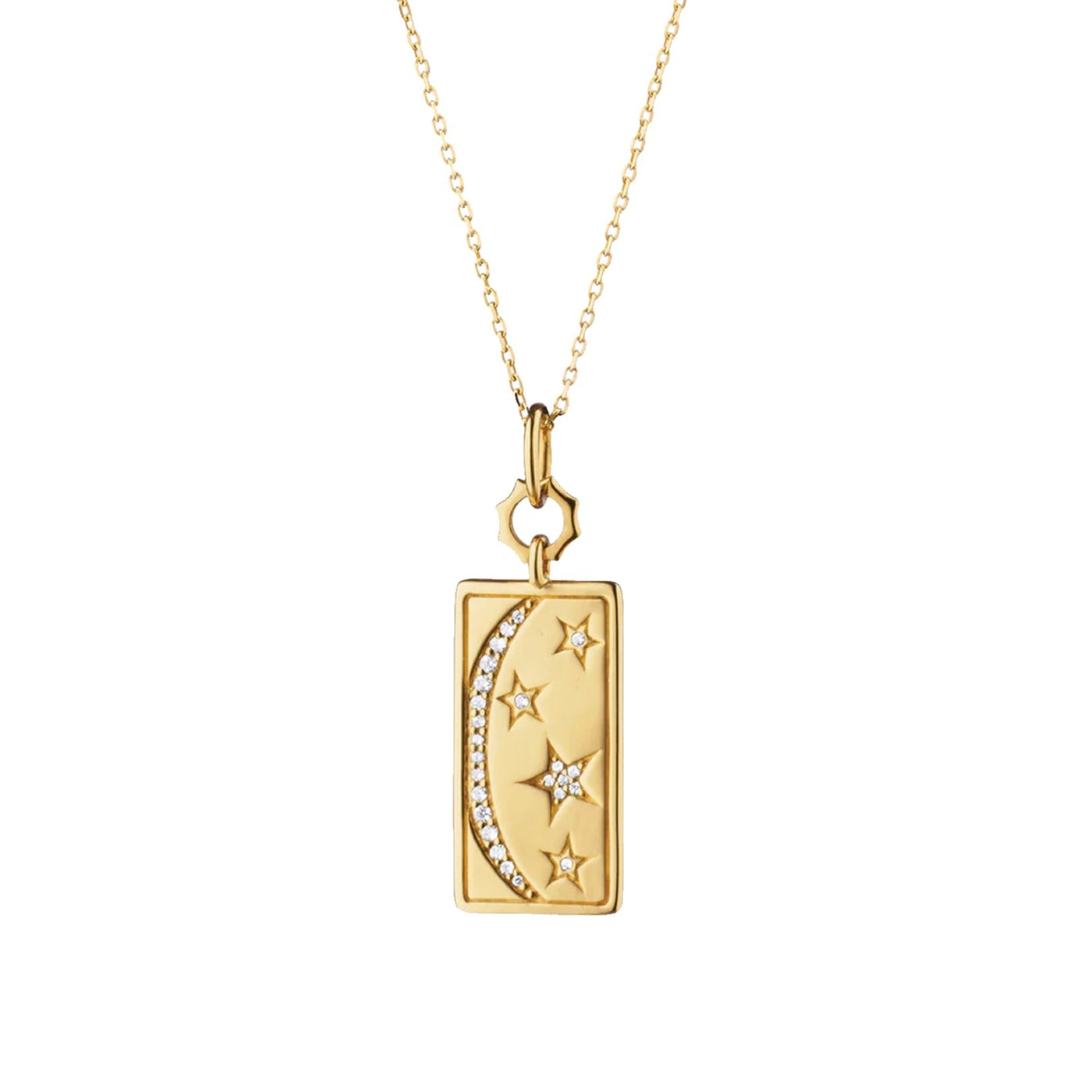Diamond Sun, Moon & Stars Tag Charm Pendant