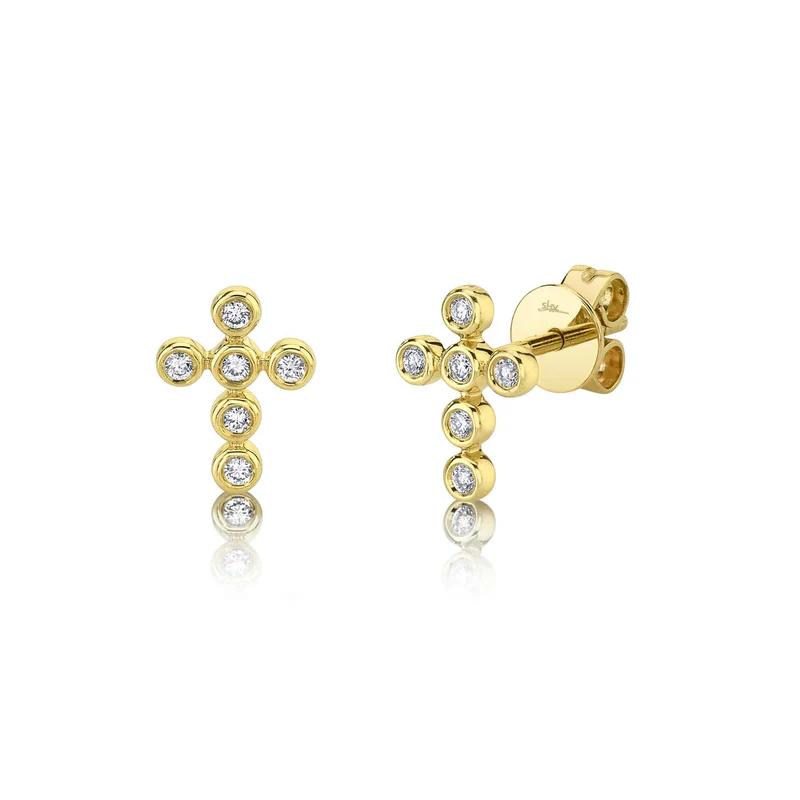 0.07 ctw Diamond Cross Stud Earrings