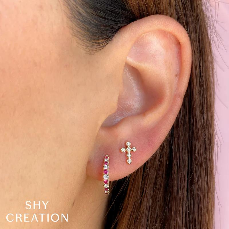 0.07 ctw Diamond Cross Stud Earrings
