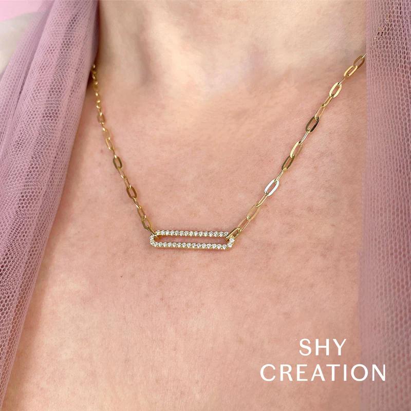 18" 0.26 ctw Diamond Open Oval Paper Clip Necklace