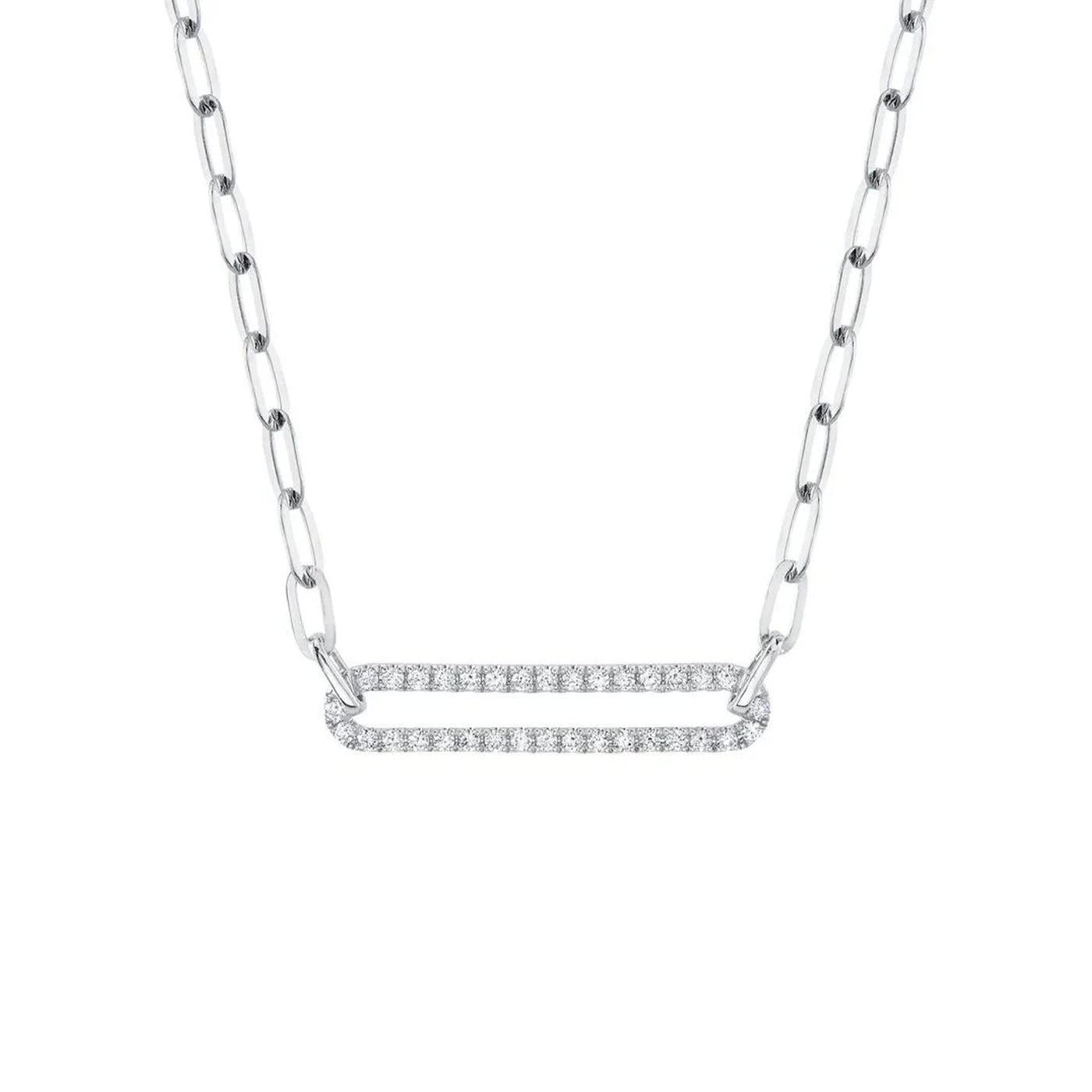 18" 0.26 ctw Diamond Open Oval Paper Clip Necklace