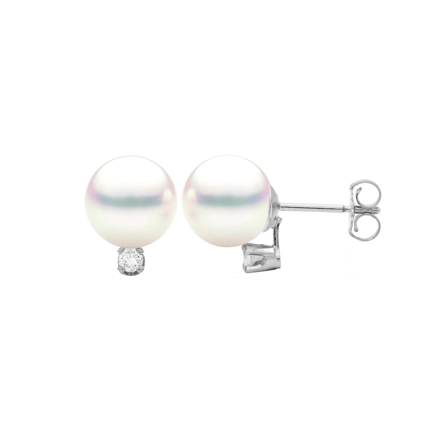 Pearl & Diamond Stud Earrings