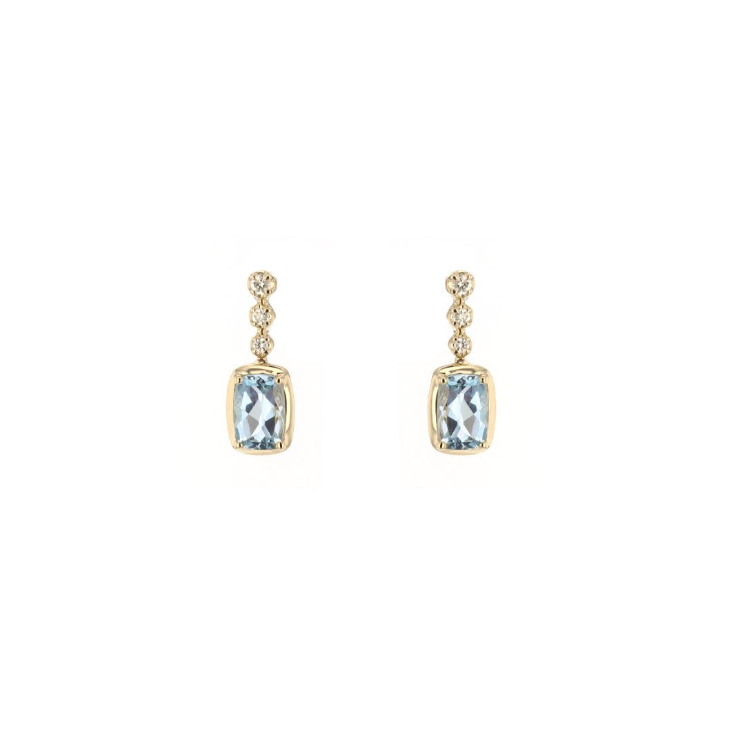 Aquamarine & Diamond Drop Earrings