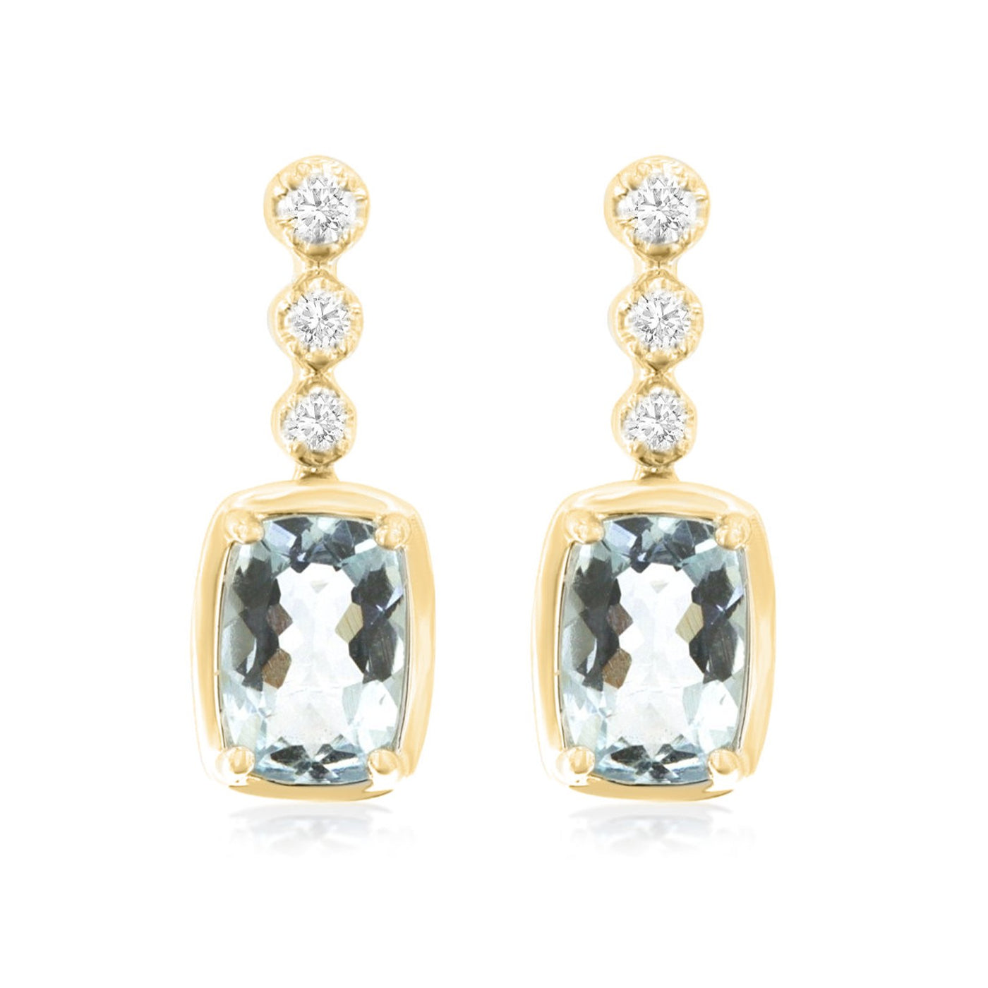Aquamarine & Diamond Drop Earrings