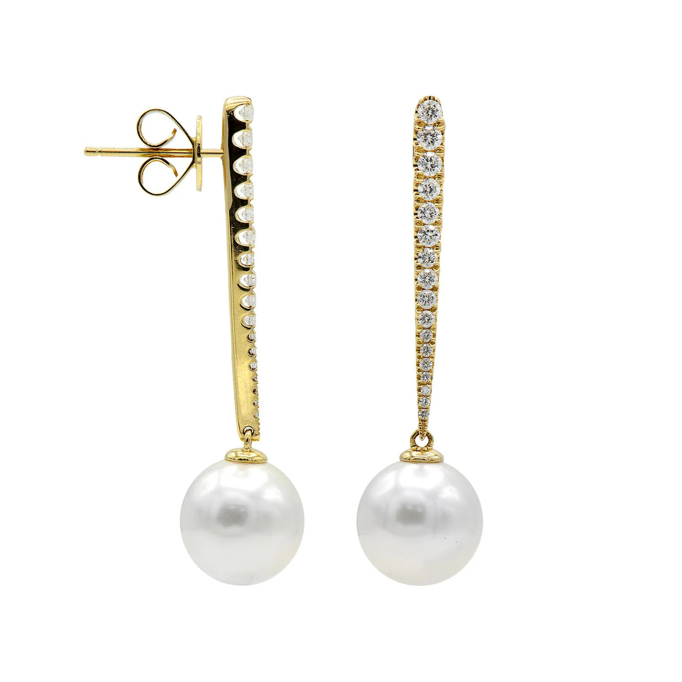 Pearl & Diamond Drop Earrings