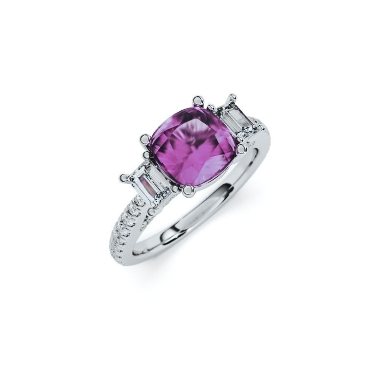 Lavendar Sapphire & Diamond Ring