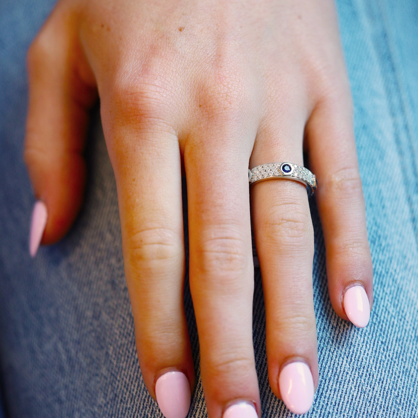 Blue Sapphire & Diamond Band