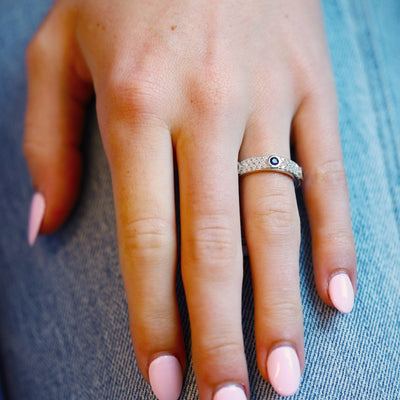 Blue Sapphire & Diamond Band