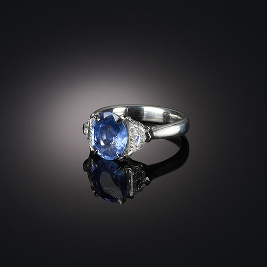 Blue Sapphire & Diamond Ring