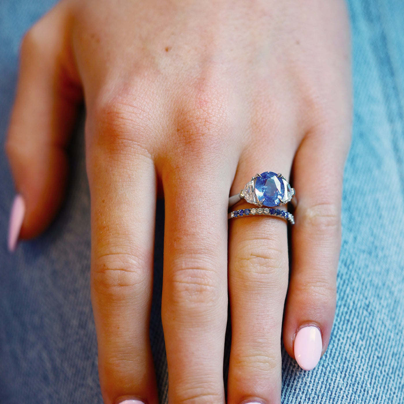 Blue Sapphire & Diamond Ring