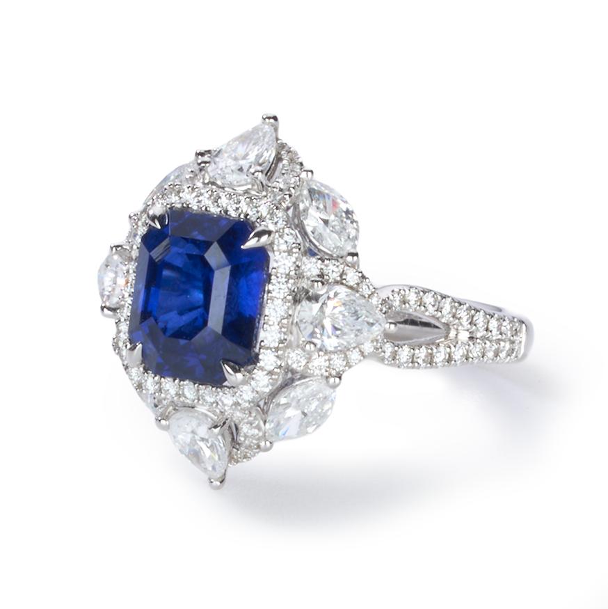 Blue Sapphire & Diamond Ring