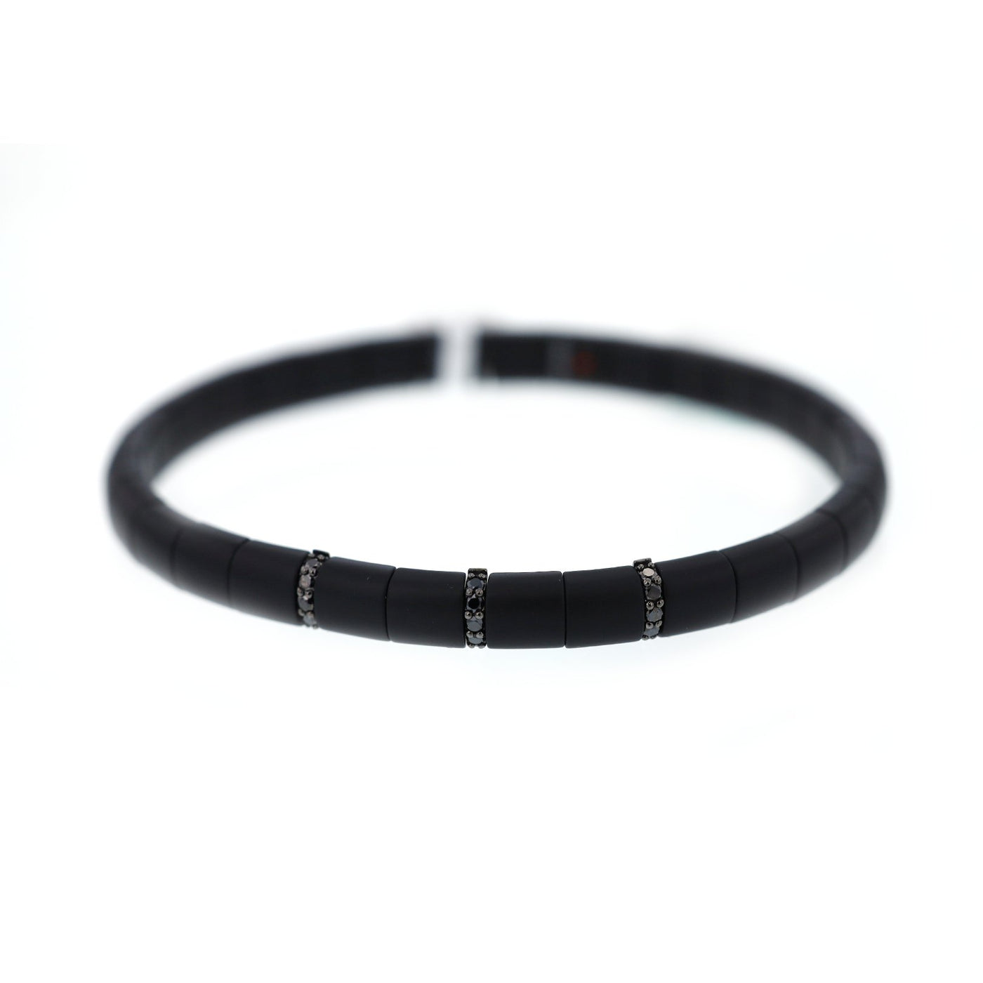 0.22 ctw Black Diamond Stretch Ceramic Bracelet