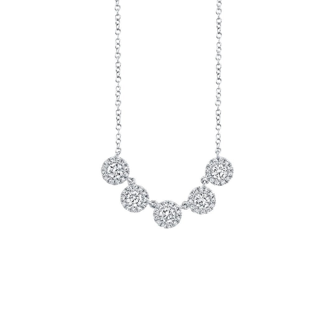 15+3" 0.53 ctw Diamond 5 Station Pave Disc Necklace
