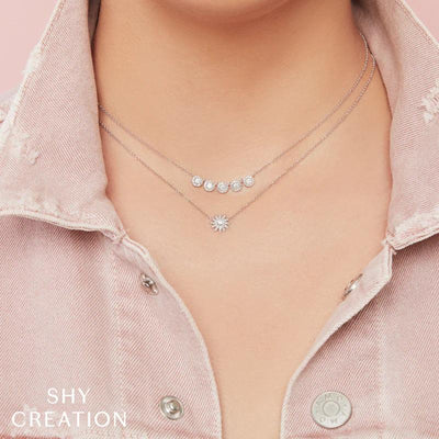 15+3" 0.53 ctw Diamond 5 Station Pave Disc Necklace