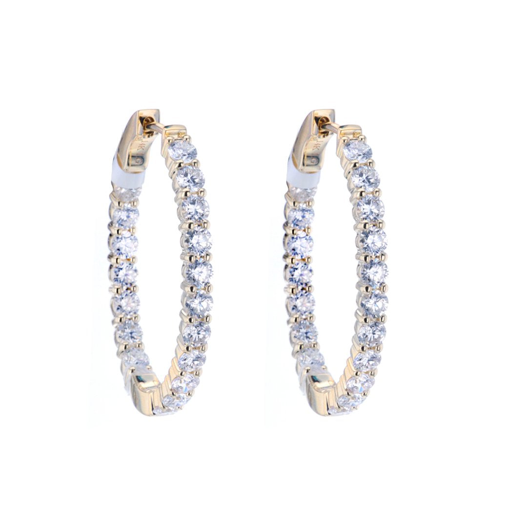 3.75 ctw Lab Grown Diamond 1" Oval Inside-Out Hoop Earrings