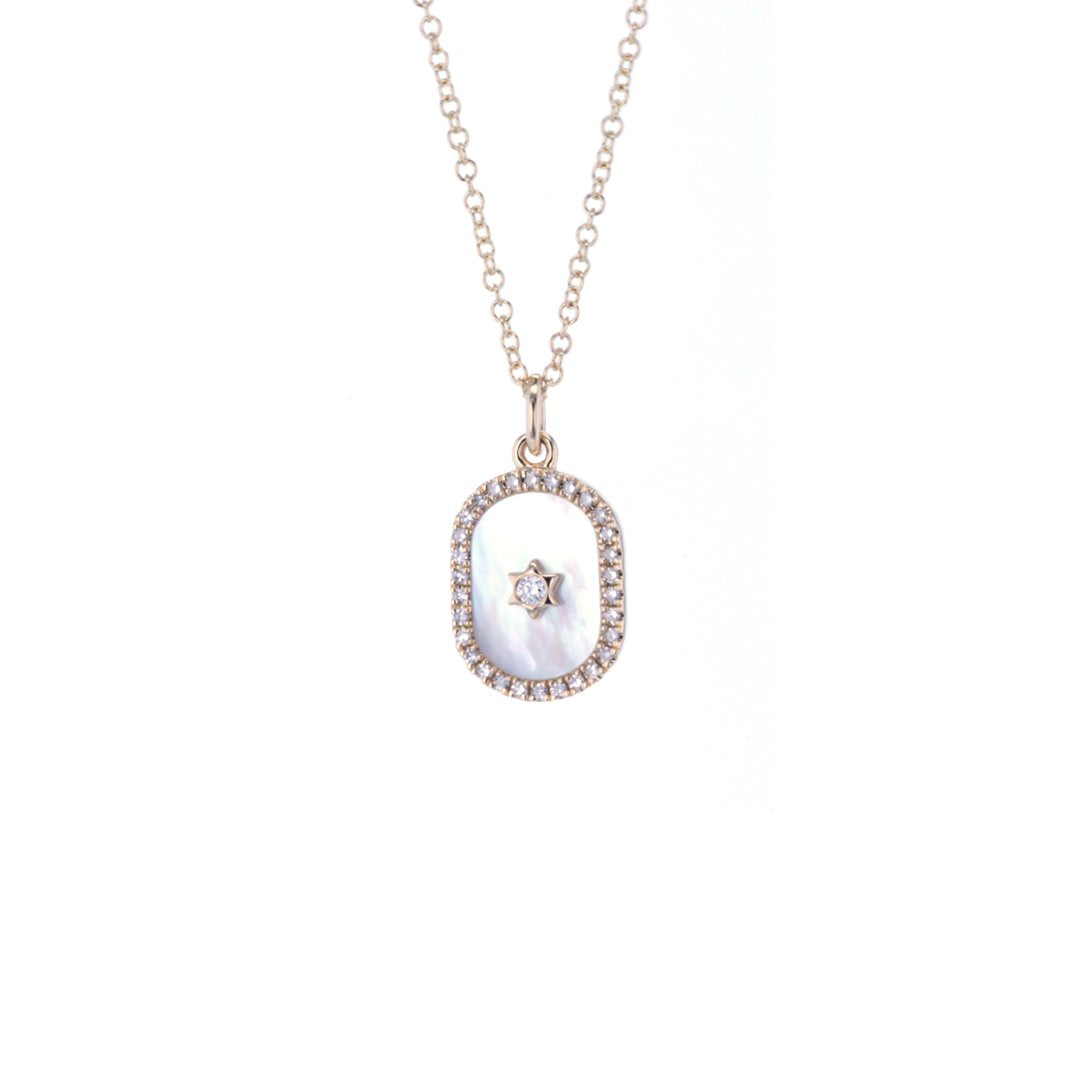 Mother of Pearl & Diamond Pendant Necklace