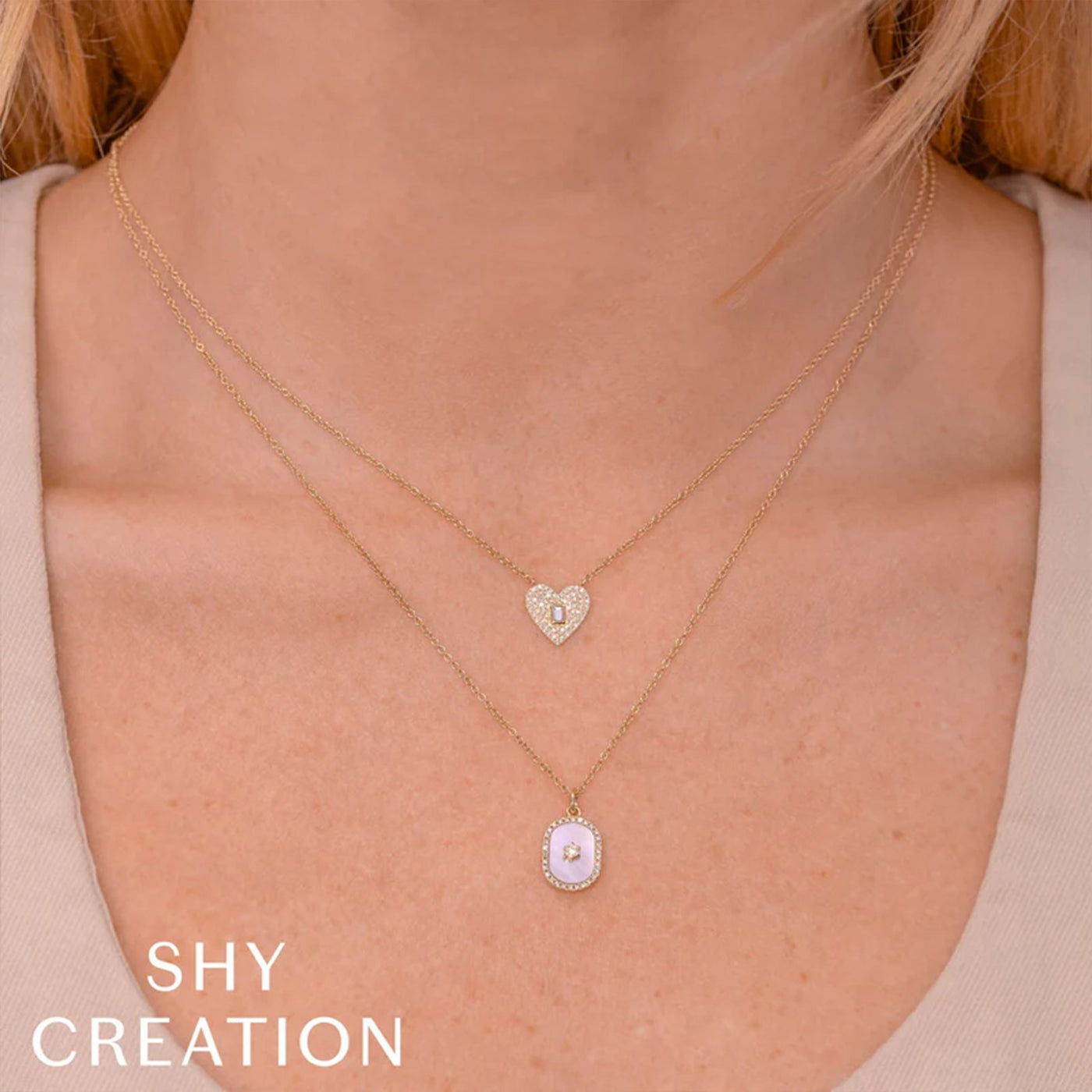 Mother of Pearl & Diamond Pendant Necklace
