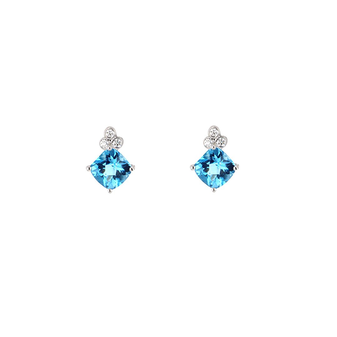 Blue Topaz & Diamond Earrings