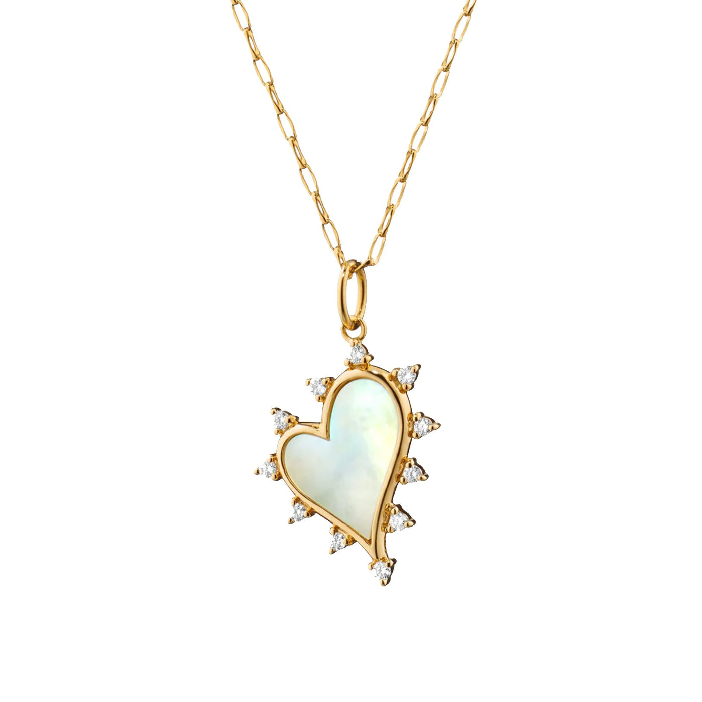 Diamond & Mother of Pearl Heart Midi Charm Pendant