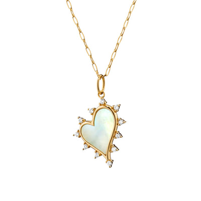 Diamond & Mother of Pearl Heart Midi Charm Pendant
