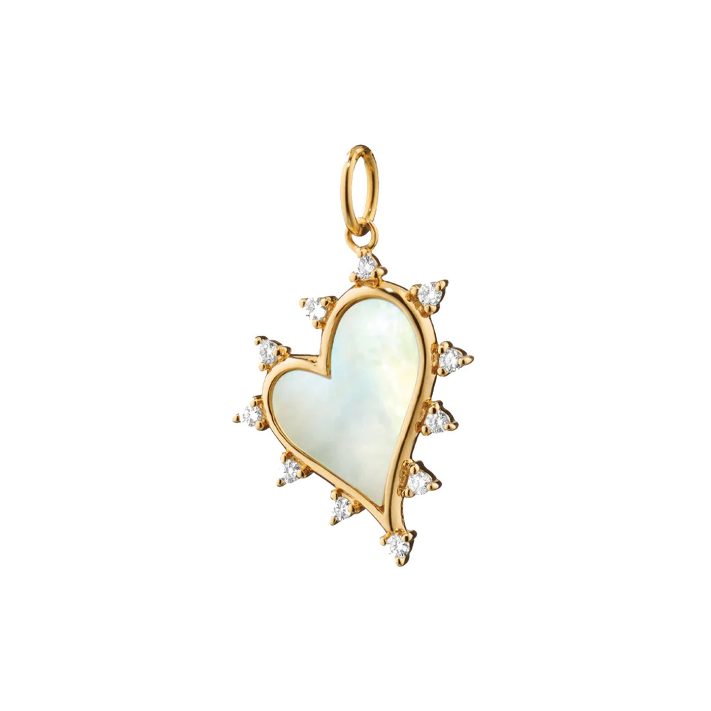 Diamond & Mother of Pearl Heart Midi Charm Pendant