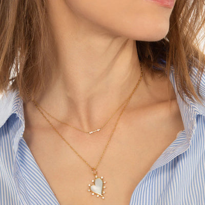 Diamond & Mother of Pearl Heart Midi Charm Pendant