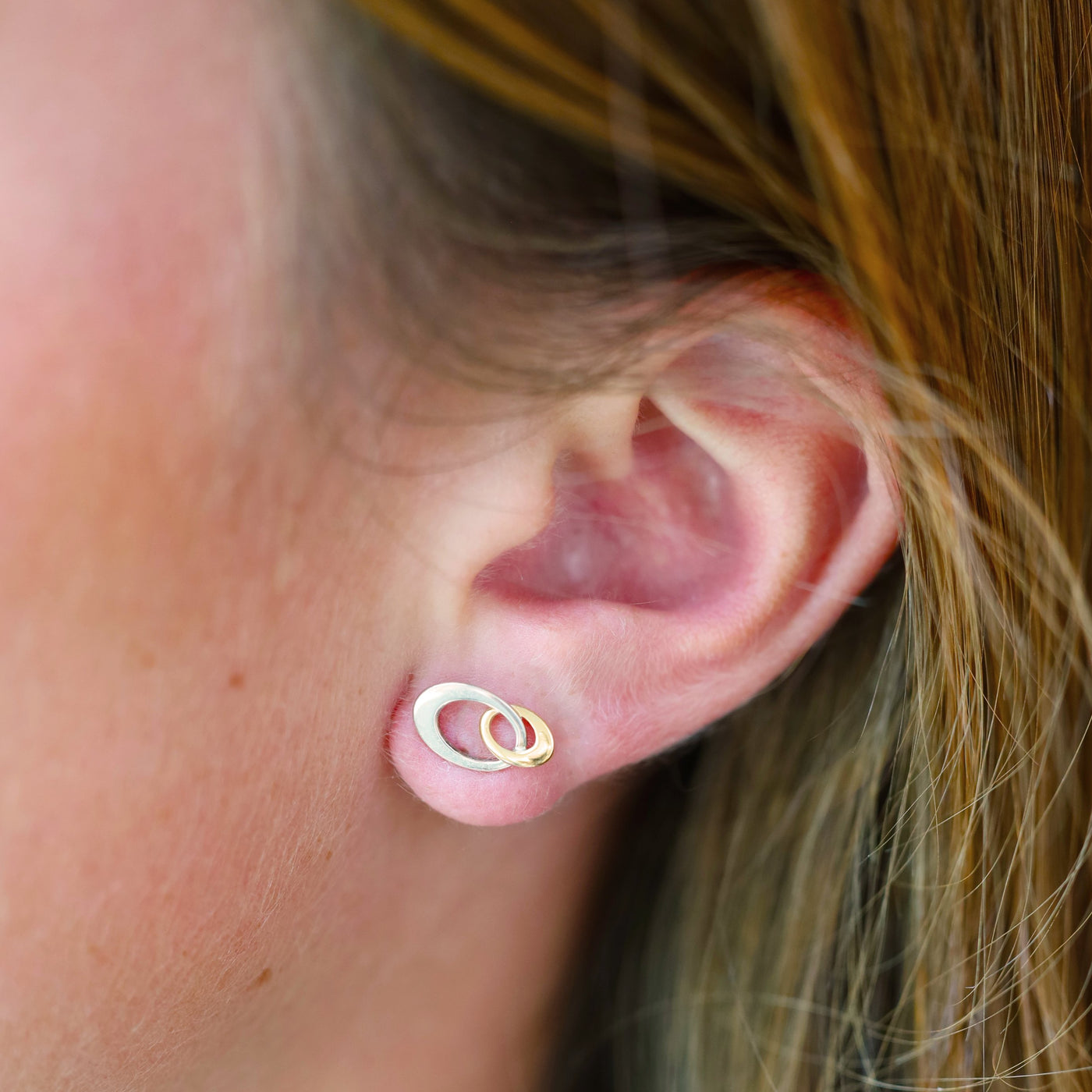 "Entwined" Mini Stud Gold & Silver Earrings