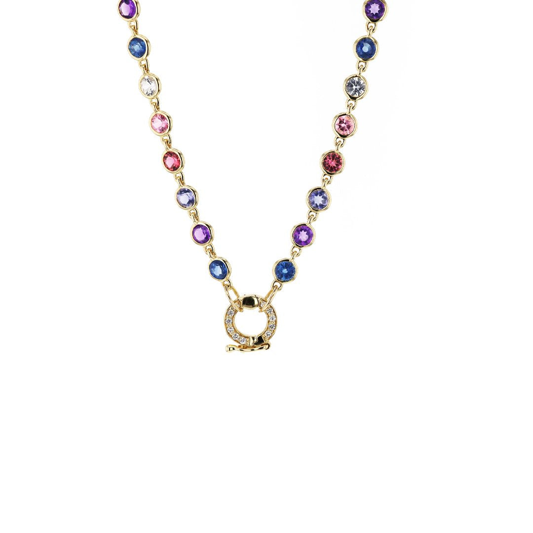 Multicolor Sapphire & Diamond Necklace