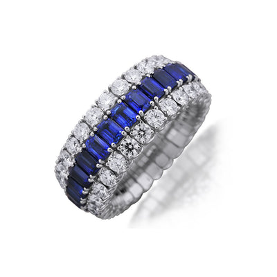 Blue Sapphire & Diamond Stretch Band