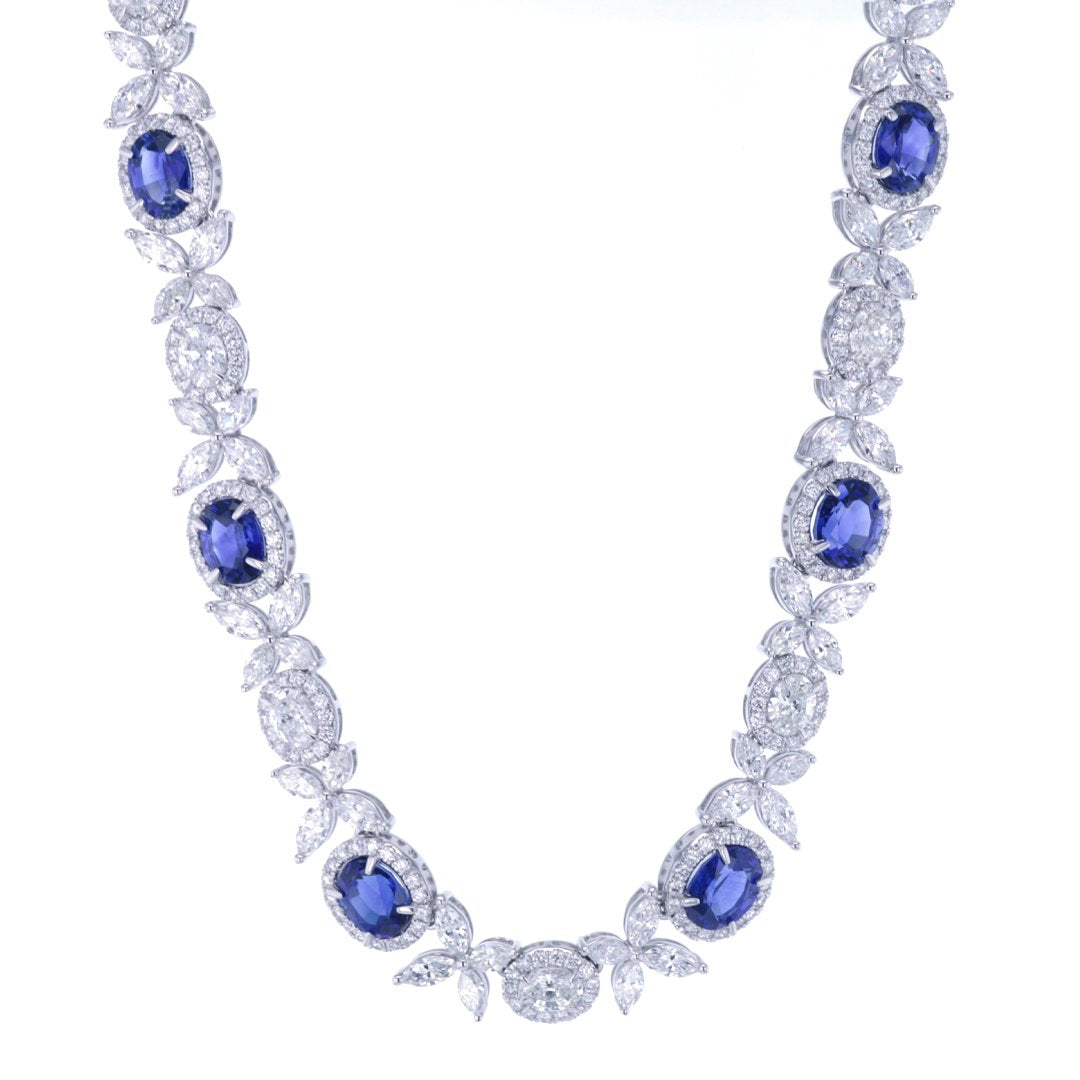 Blue Sapphire & Diamond Necklace