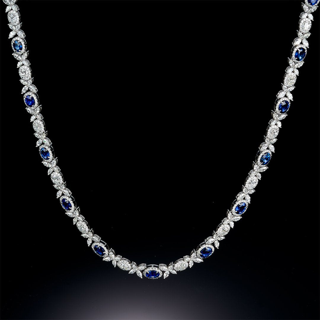 Blue Sapphire & Diamond Necklace