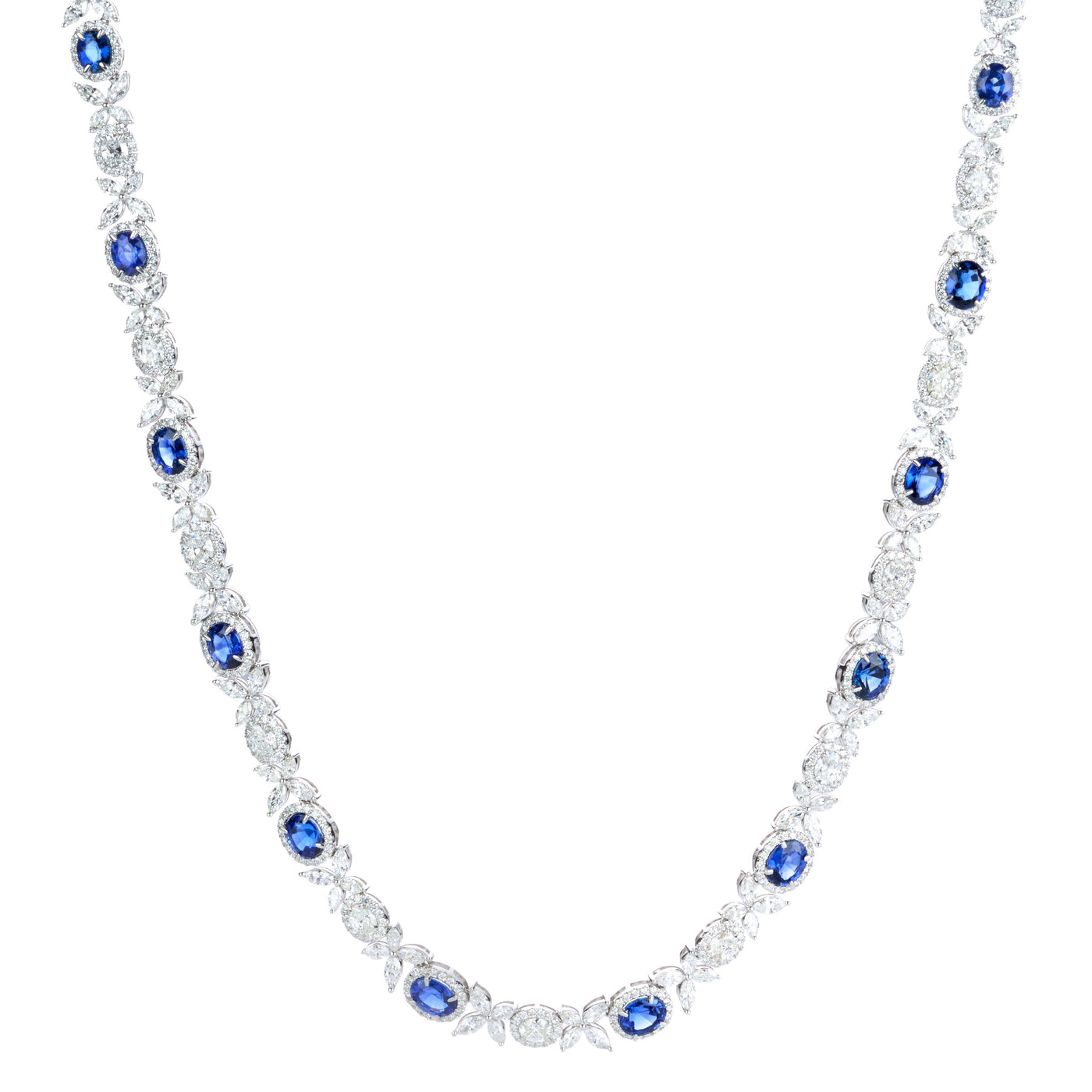 Blue Sapphire & Diamond Necklace