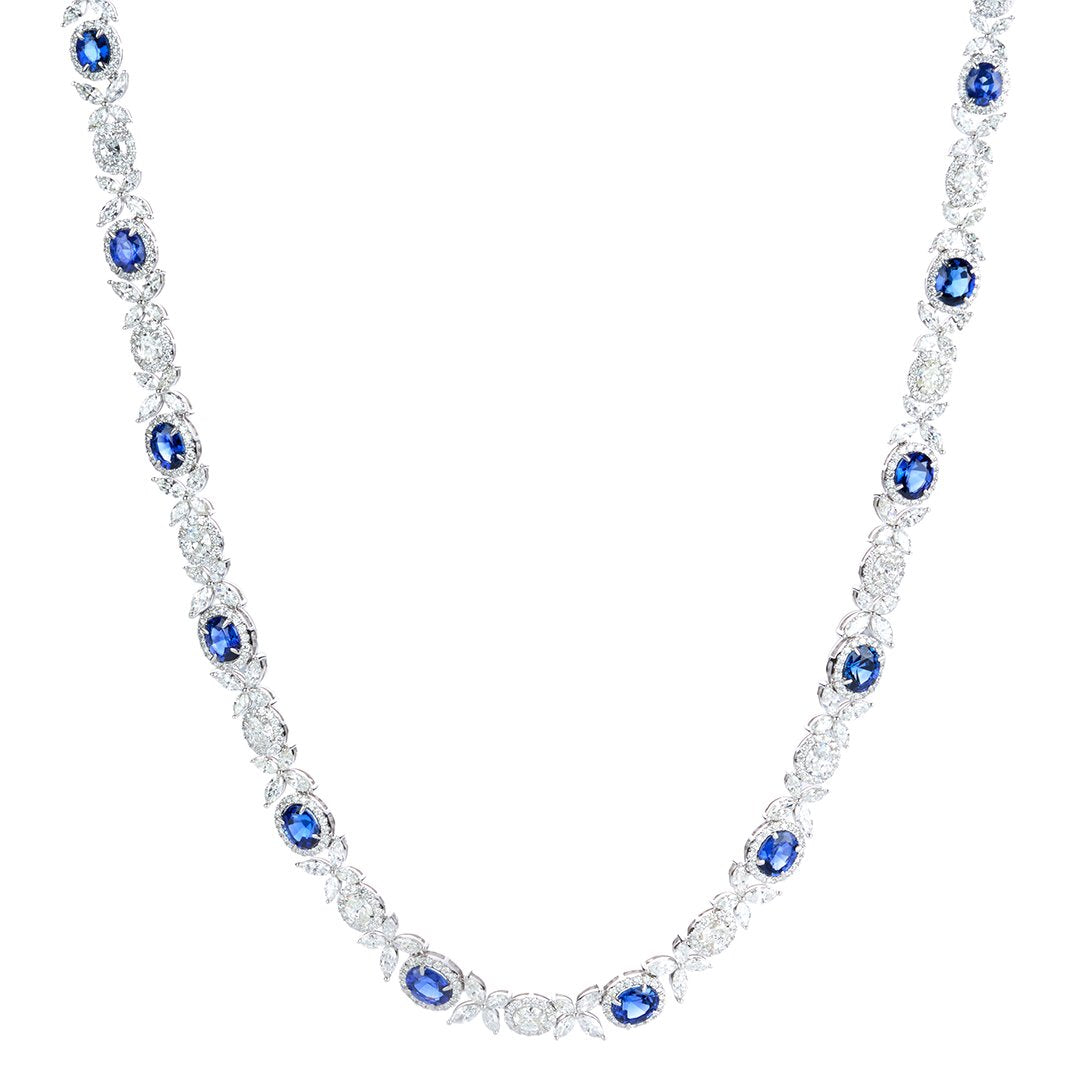 Blue Sapphire & Diamond Necklace