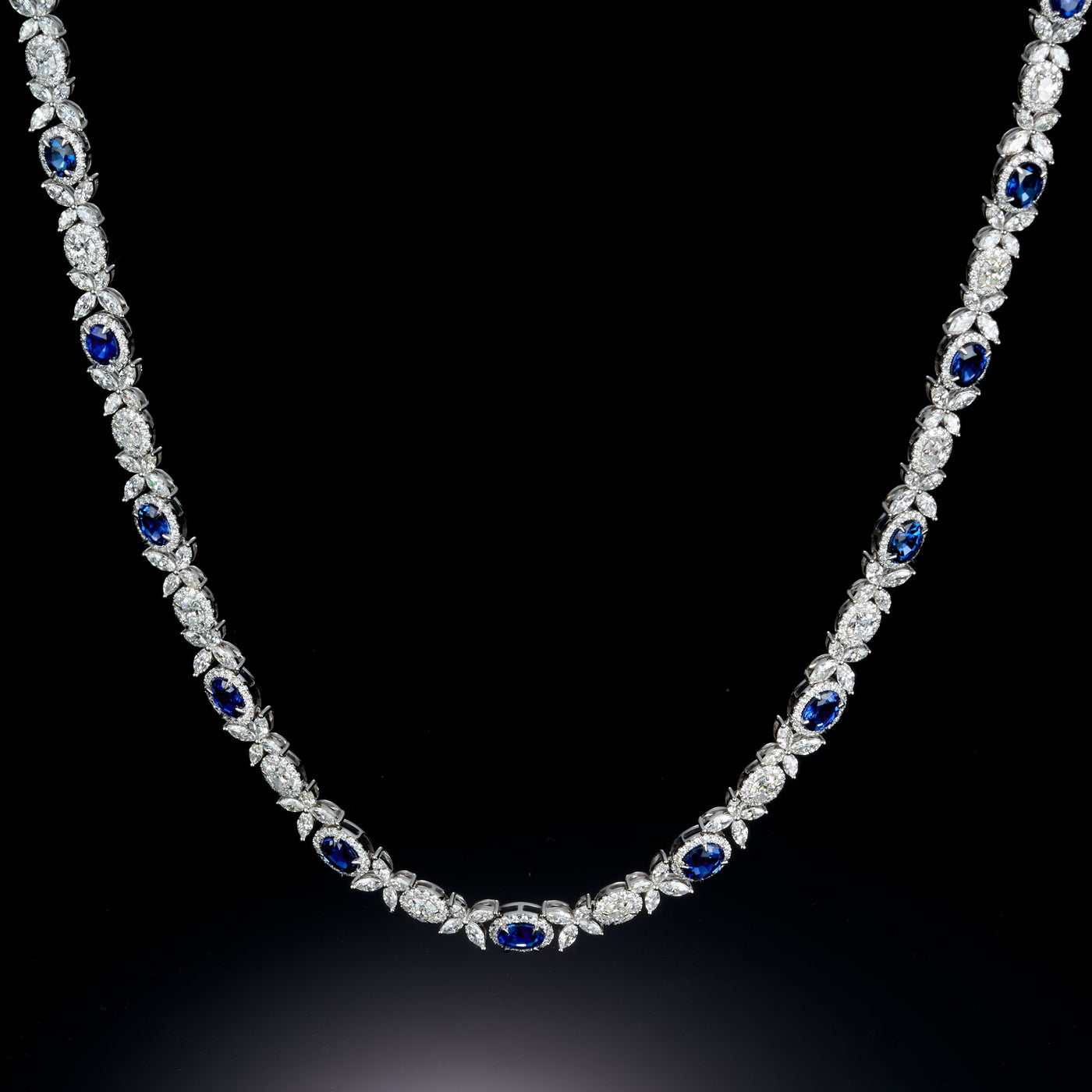 Blue Sapphire & Diamond Necklace