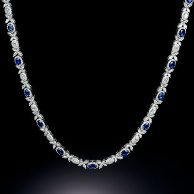 Blue Sapphire & Diamond Necklace