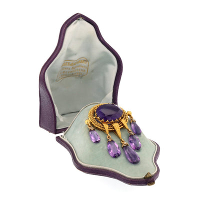 Amethyst & Diamond Victorian Brooch