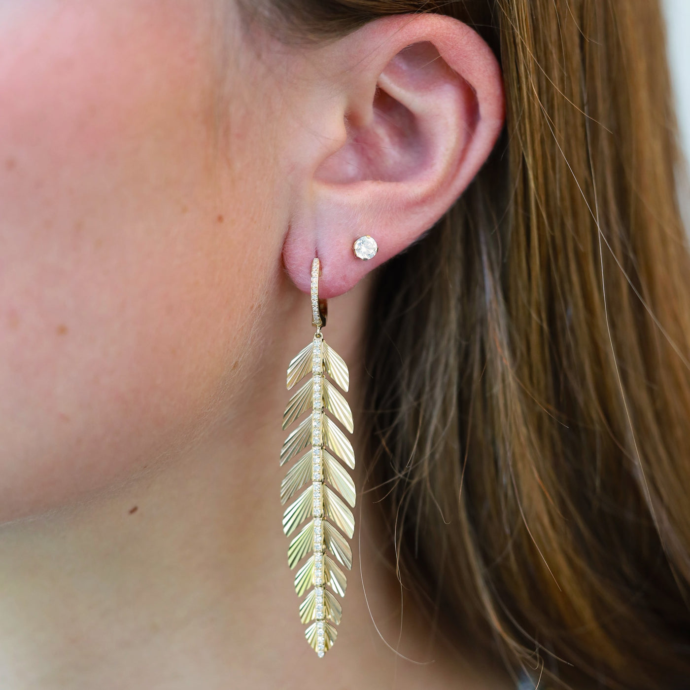 0.68ctw Diamond Feather Drop Earrings