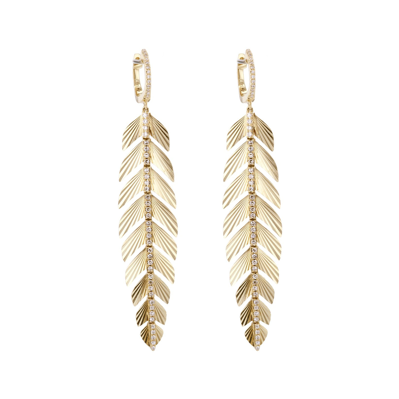 0.68ctw Diamond Feather Drop Earrings