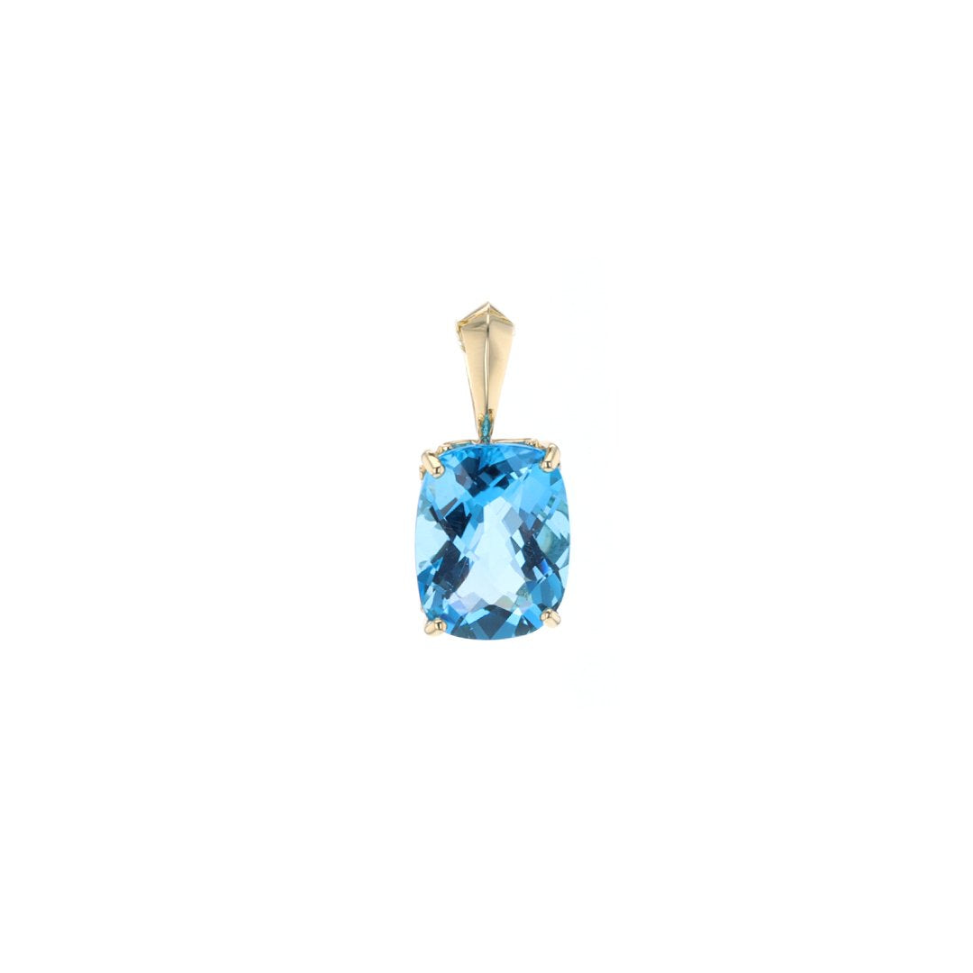 Blue Topaz Checkerboard Cushion Cut Pendant