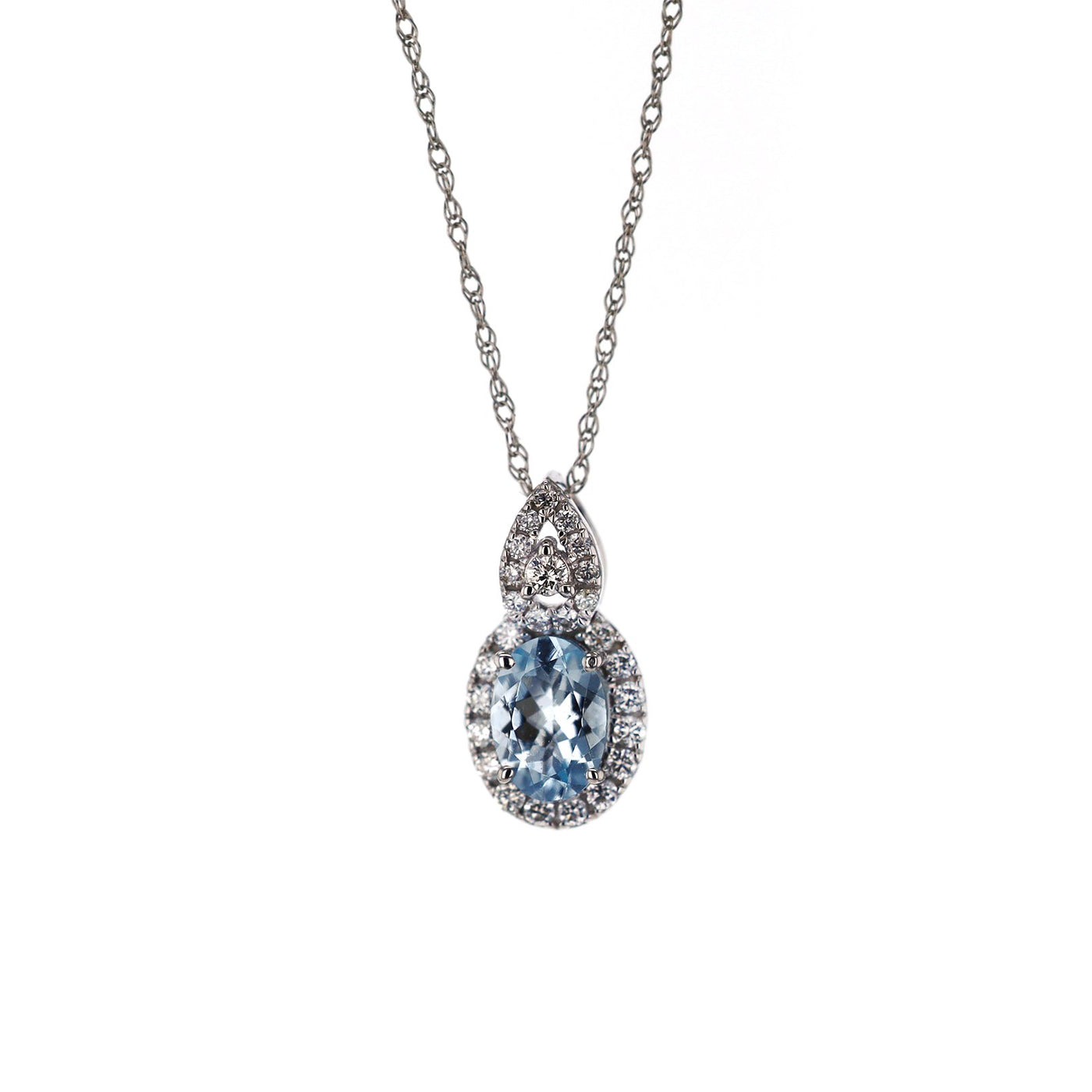 Aquamarine & Diamond Pendant Necklace