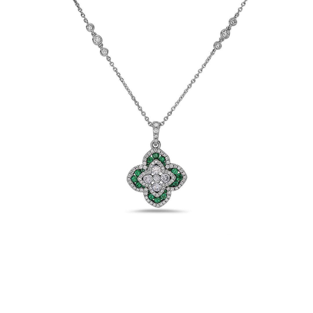 Emerald & Diamond Pendant Necklace