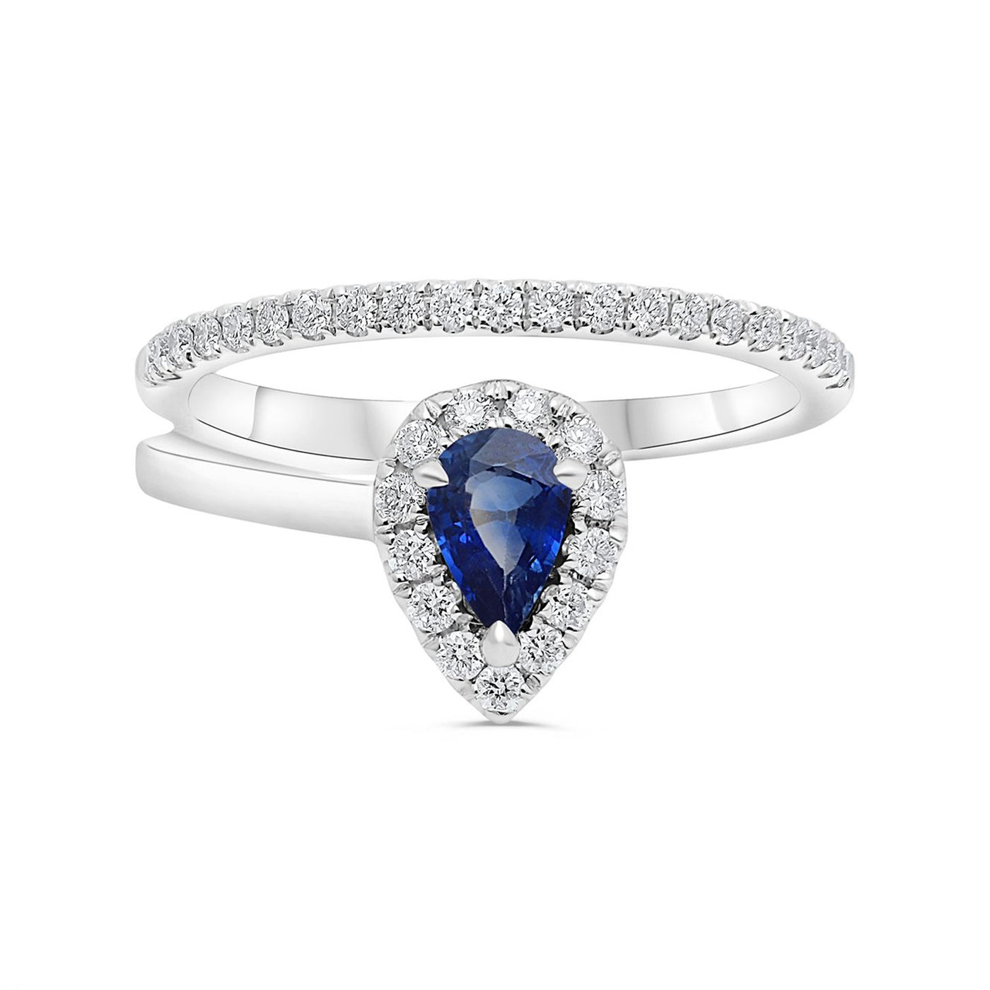 Blue Sapphire & Diamond Halo Ring