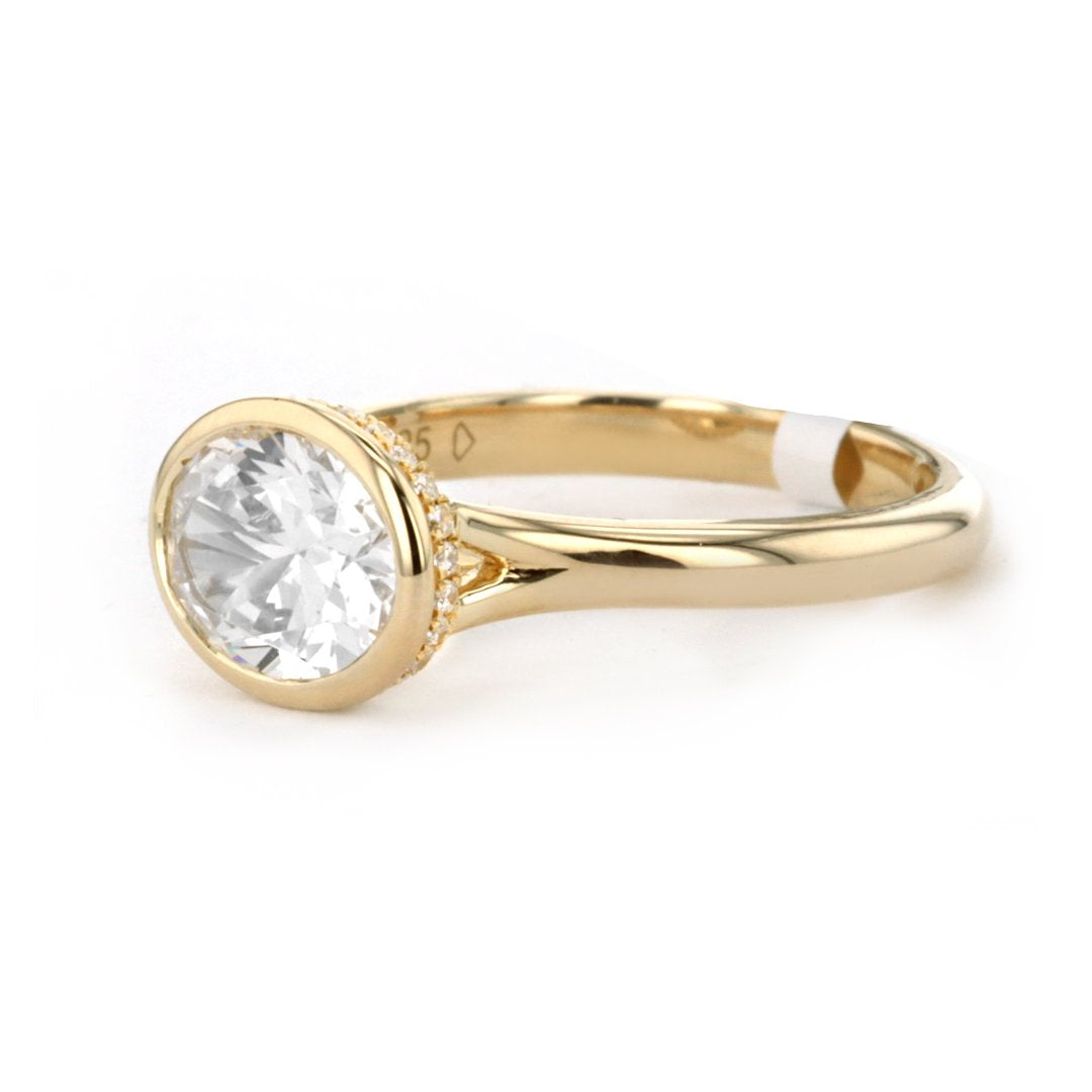 Bezel Hidden Halo Engagement Ring