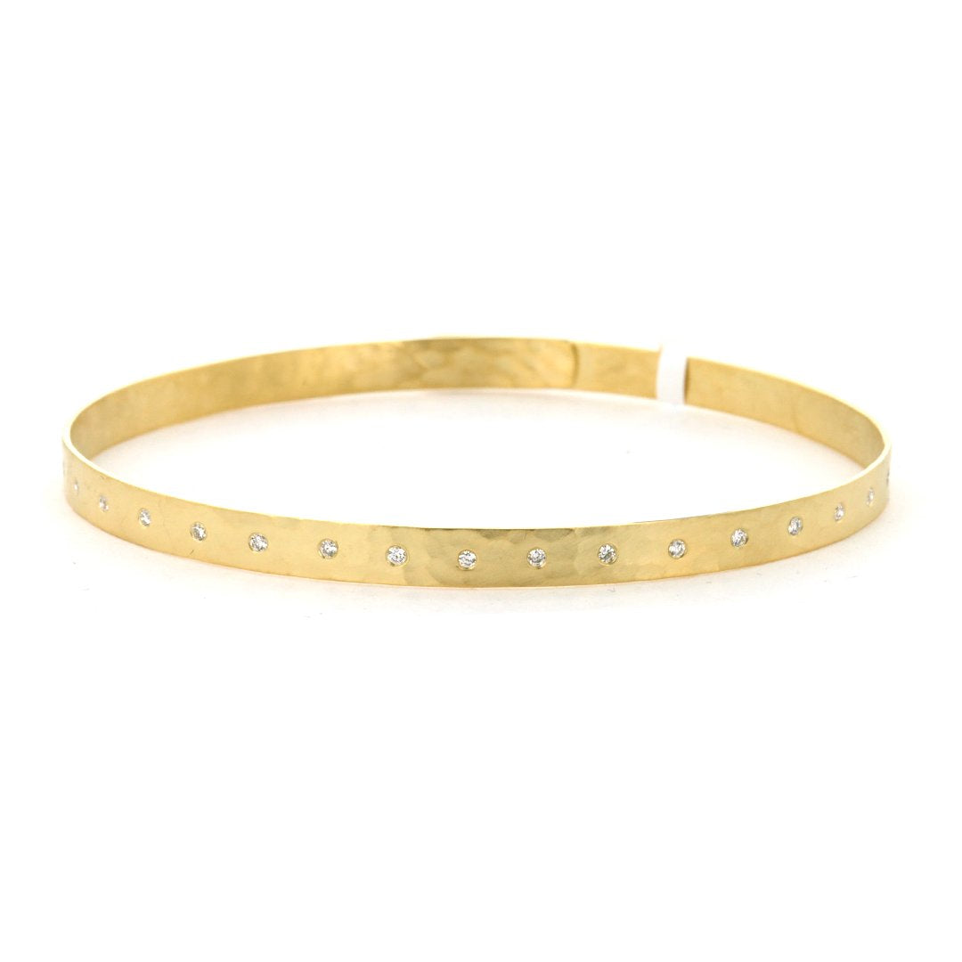Diamond Brushed Finish Bangle Bracelet