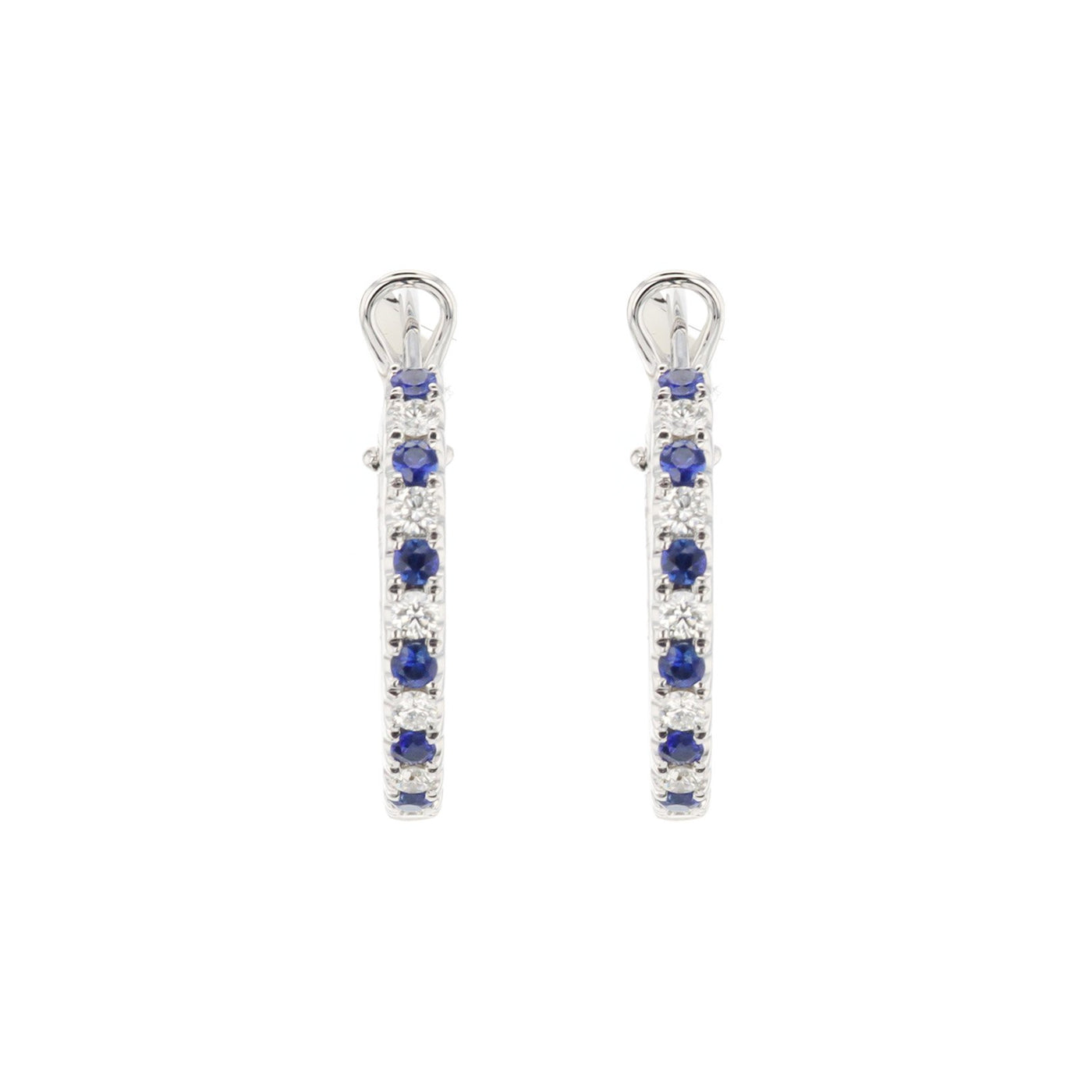 Blue Sapphire & Diamond Hoop Earrings