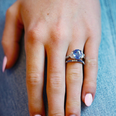 Blue Sapphire & Diamond Band
