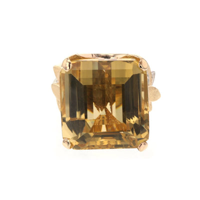 Emerald Cut Citrine & Diamond Ring