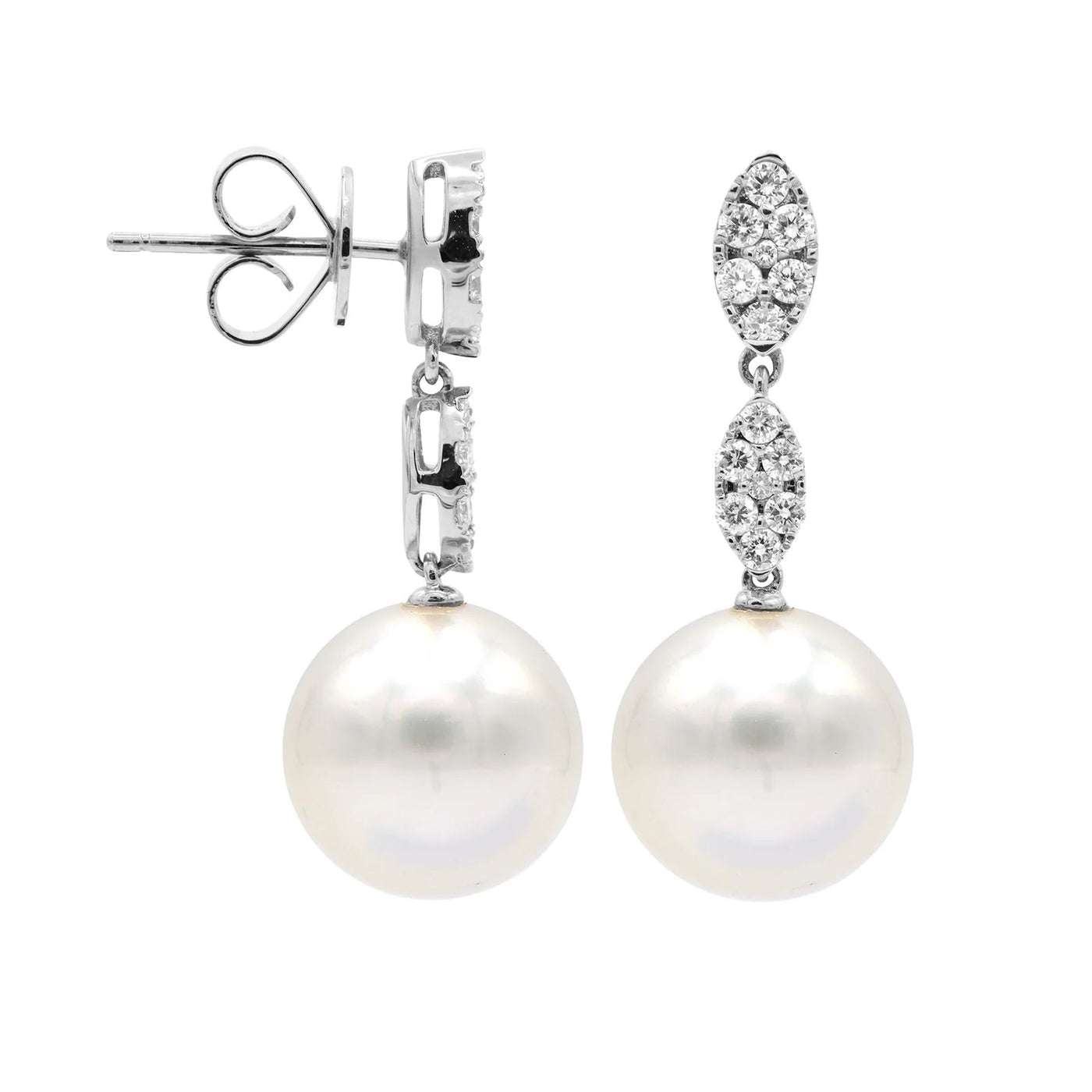Pearl & Diamond Drop Earrings
