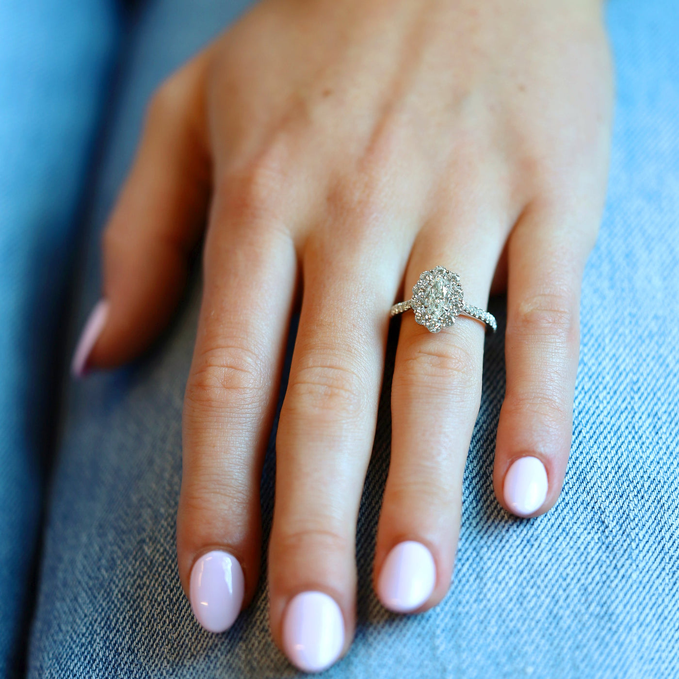 0.52 ct Oval Diamond Halo Engagement Ring