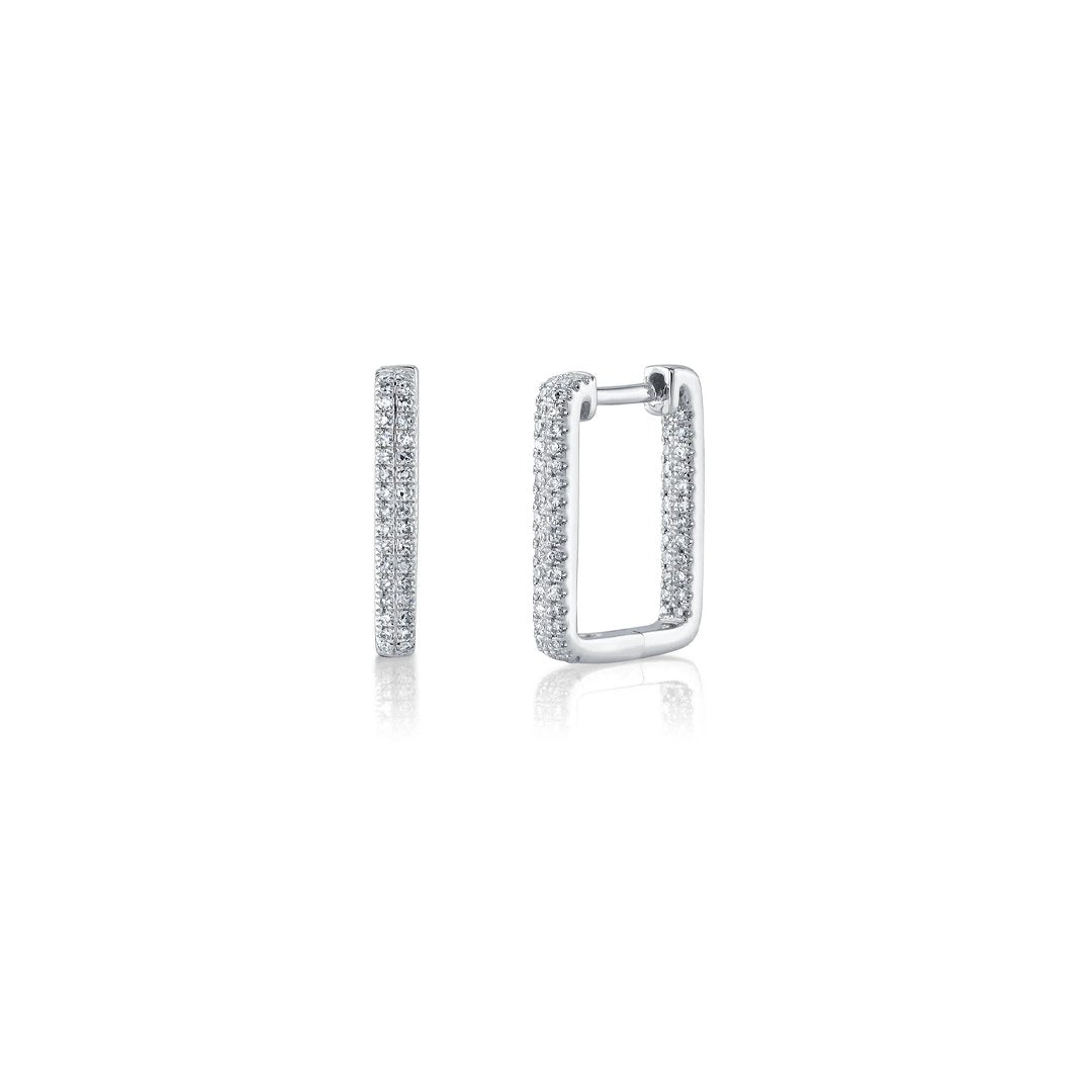 0.27ctw Diamond Rectangle Hoop Earrings